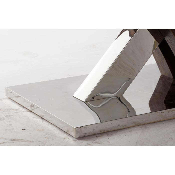 DKD Home Decor Mesa de Centro Moderna Madera y Acero Marron Oscuro Plateado 120 x 60 x 43.5 cm