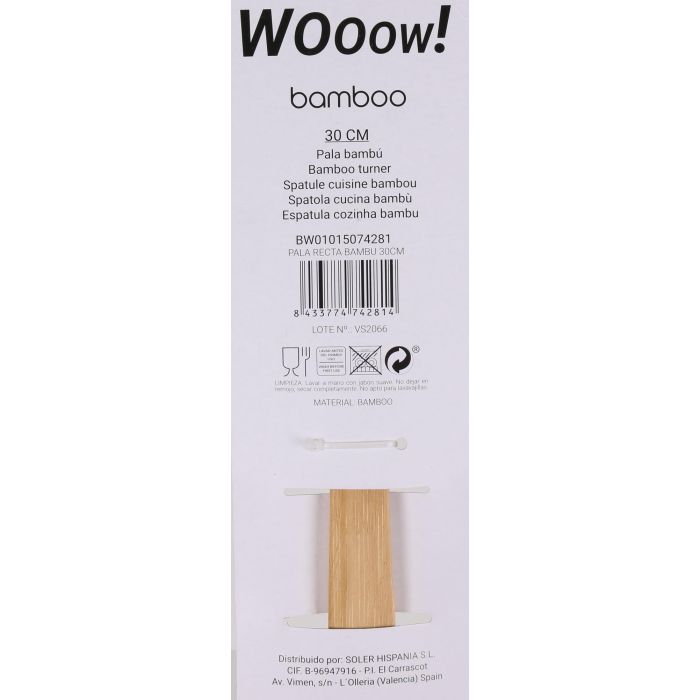 Wooow Pala Recta de Bambú 30 cm Privilege - Utensilio de Cocina para Repostería y Servir Alimentos (36 Unidades) 1