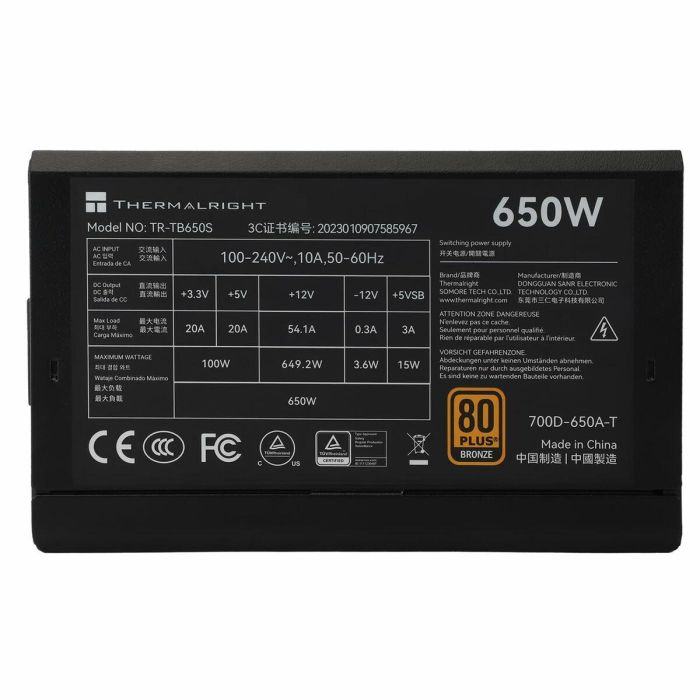 Thermalright TB650S Fuente de alimentación para PC 650W 80+ Bronce No Modular ATX 3.0 Negro 2 Thermalright TB650S Fuente de alimentación para PC 650W 80+ Bronce No Modular ATX 3.0 Negro 2