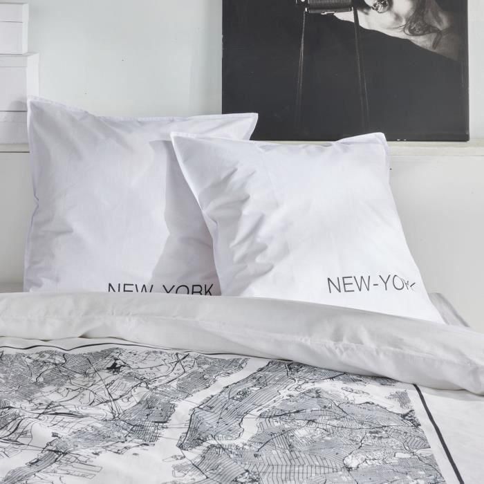 Juego de cama - TODAY - JAVA - 2 personas - 240x220 cm - Algodón - Estampado New York - Blanco 2 Juego de cama - TODAY - JAVA - 2 personas - 240x220 cm - Algodón - Estampado New York - Blanco 2