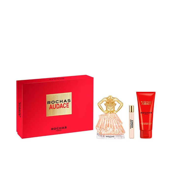 Rochas Audace Estuche 3 pz - Eau de Parfum para Mujer 90 ml + Loción Corporal 100 ml + Eau de Parfum 7,5 ml, Ambar Floral Gourmand