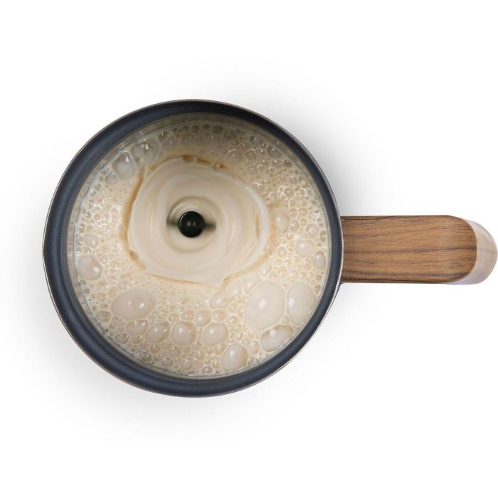 Domo DO745MF Espumador de Leche, 500 W, 150 ml, Base 360°, Gris/Madera 2