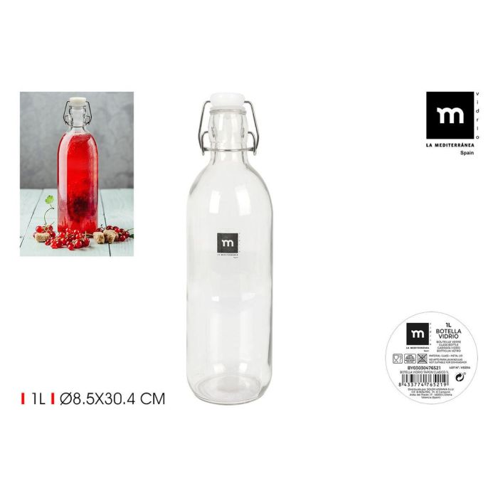 Botella de Cristal La Mediterránea Vidrio 1 L (24 Unidades) 4 Botella de Cristal La Mediterránea Vidrio 1 L (24 Unidades) 4