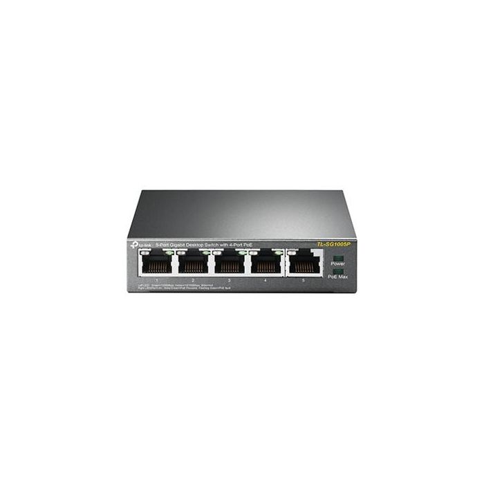 TP-Link TL-SG1005P Switch 5 Puertos Gigabit, 4 Puertos PoE, No Gestionable, 10/100/1000Mbps, IEEE 802.3af