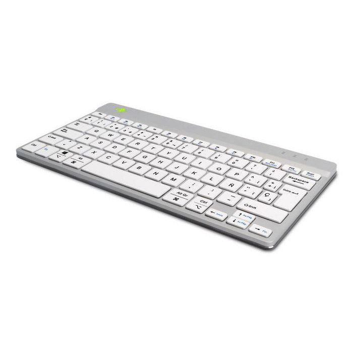 R-Go Tools Teclado ergonómico compacto R-Go Compact Break con software de pausa, QWERTY (ES), Bluetooth, blanco