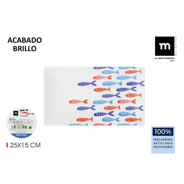 Bandeja Melamina Brillo Fisher 25x15x2 cm - La Mediterranea (12 Unidades) Bandeja Melamina Brillo Fisher 25x15x2 cm - La Mediterranea (12 Unidades)