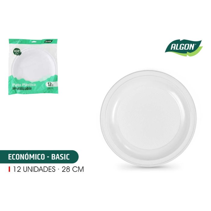 Set de 12 platos redondos ecológicos de plástico Algon 28 cm (24 Cajas) Set de 12 platos redondos ecológicos de plástico Algon 28 cm (24 Cajas)