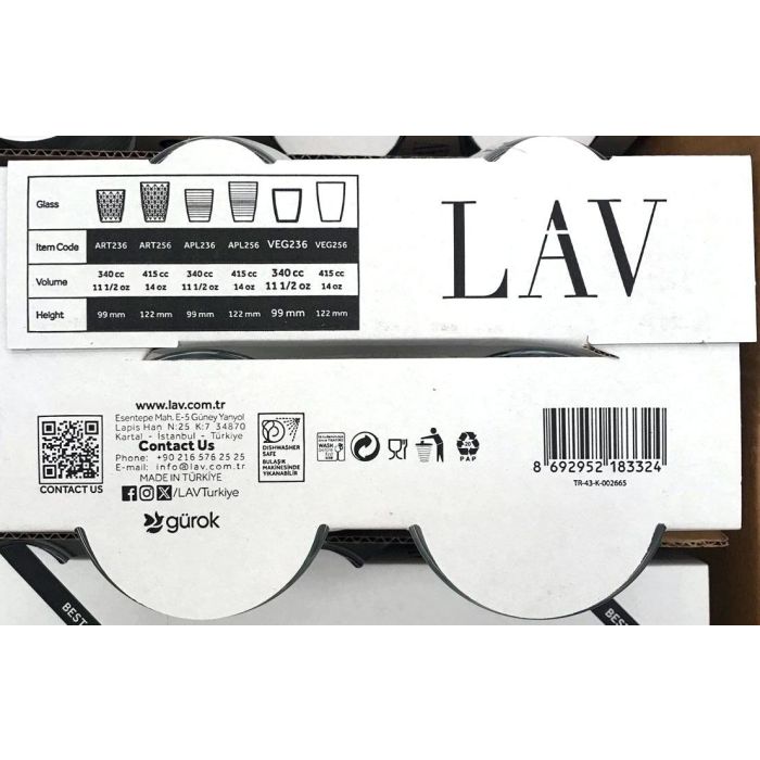 Lav Set de 4 Vasos 34 cl Best Offer - Colección Vega (12 Cajas) 4