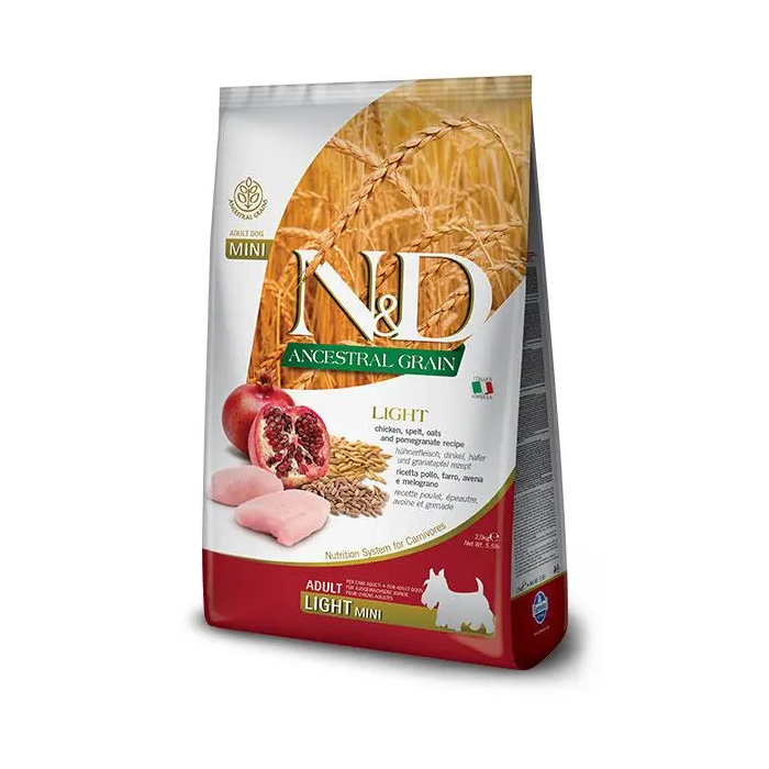 Farmina N&D Dog Ancestral Light Mini - Comida para perros, 2.5 kg