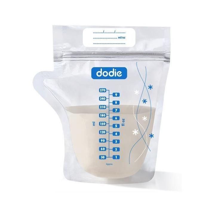 Dodie Bolsas de Conservación para Leche Materna 270 ml Preesterilizadas con Cierre de Cremallera x20 Unidades