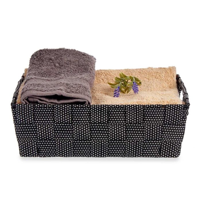Cesta de Tela Rectangular Kipit 23 cm Negro - 3L, Poliéster (48 Unidades) 4 Cesta de Tela Rectangular Kipit 23 cm Negro - 3L, Poliéster (48 Unidades) 4