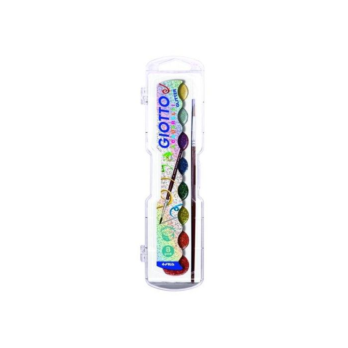 Acuarelas Giotto Glitter 30 Mm Estuche De 8 (Set de 10)