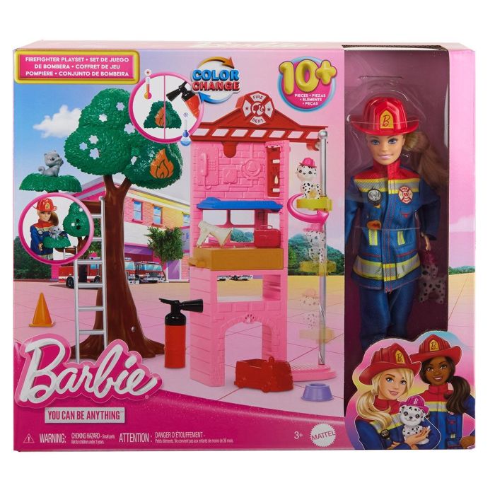 Muñeca Barbie Bombera Con Estación Hrg55 Mattel 4