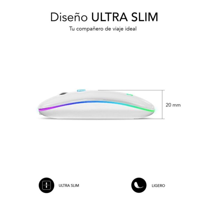 SUBBLIM Raton LED Dual Flat Mouse White 1