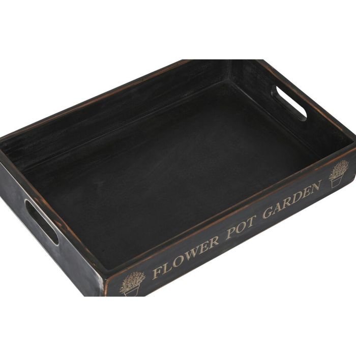 Bandeja Tradicional DKD Home Decor Negro 38 x 10 x 56 cm Set de 3 2