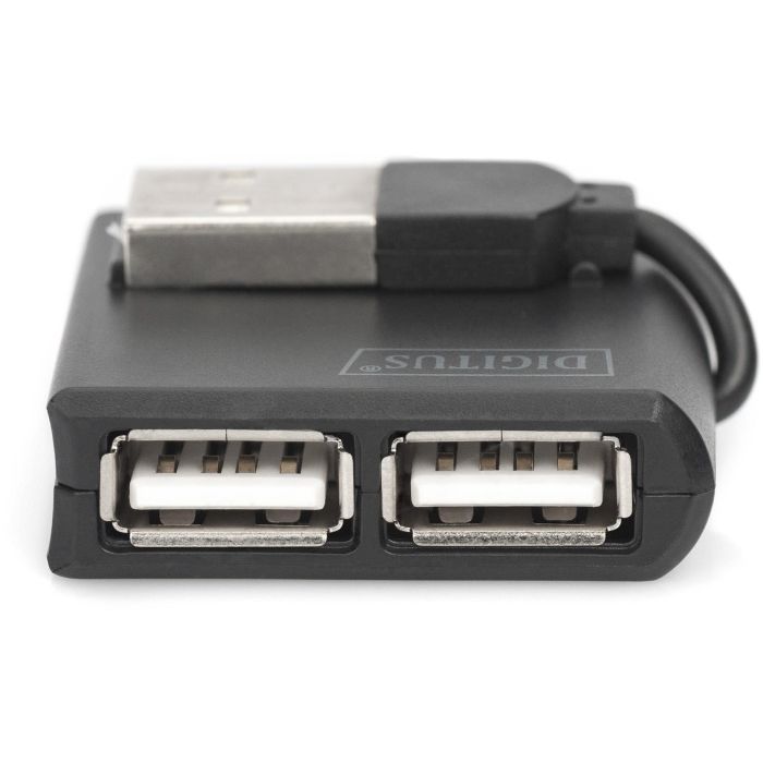 Digitus DN-30200-1 Hub USB 2.0 de 4 puertos, alta velocidad 480 Mbit/s, con cable integrado, color negro 4