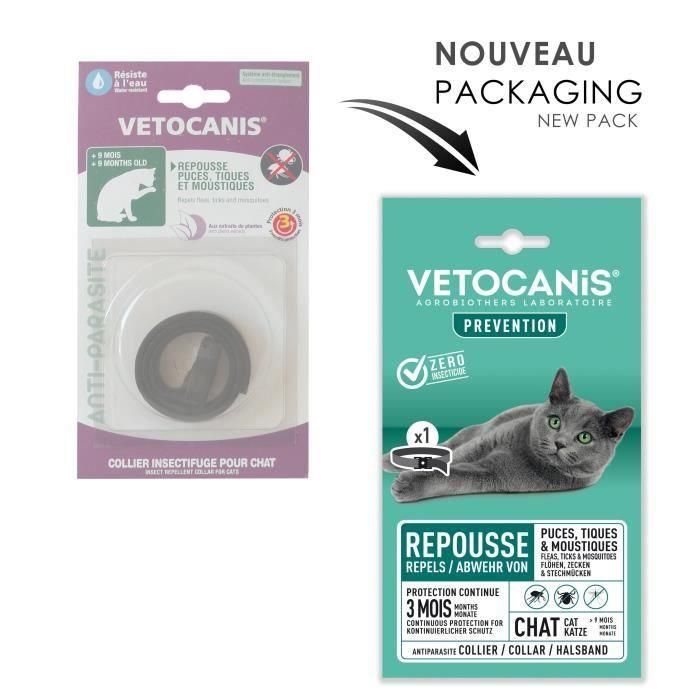 Vetocanis Collar Antiparasitario para Gatos: Repelente de Pulgas, Garrapatas y Mosquitos - Protección para más de 9 meses 1