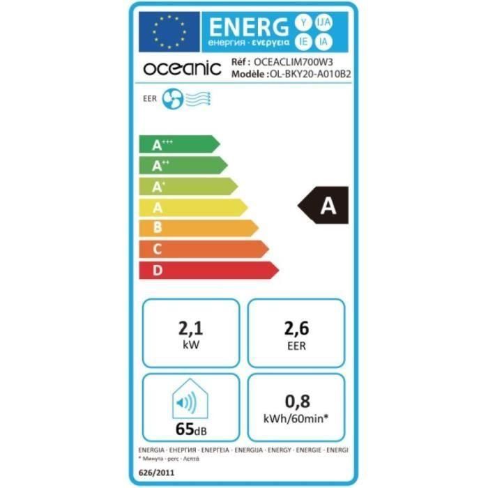 Oceanic Mobile Air Acondicionador - 7000 BTU - 2050W - Deshumidifier - Programable - Energía Clase A - Monobloc 3