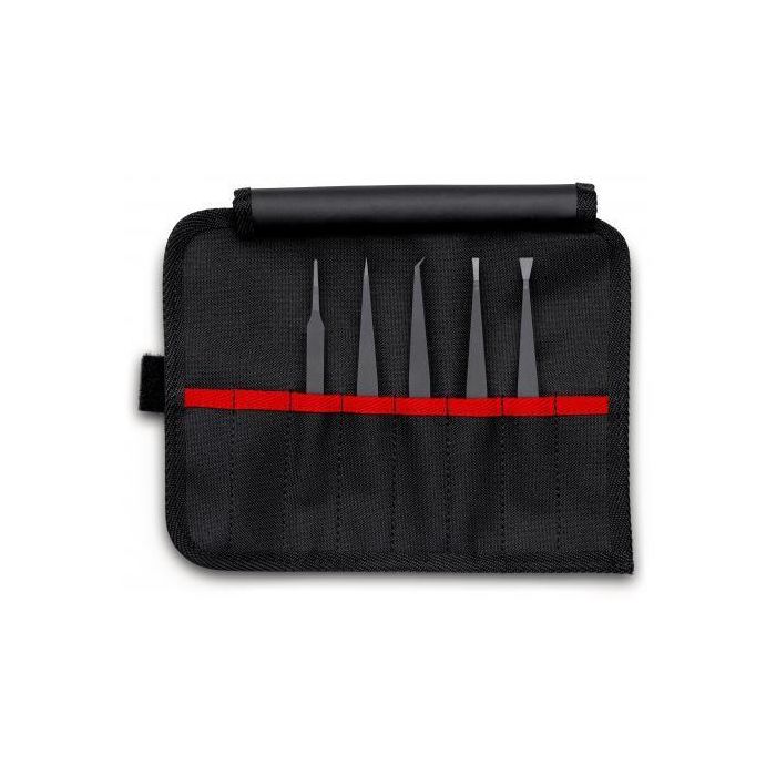 Knipex 92 00 05 ESD - Set de Pinzas de Plástico ESD 5 Piezas, Puntas Planas, Puntiagudas, Curvas y Rectas