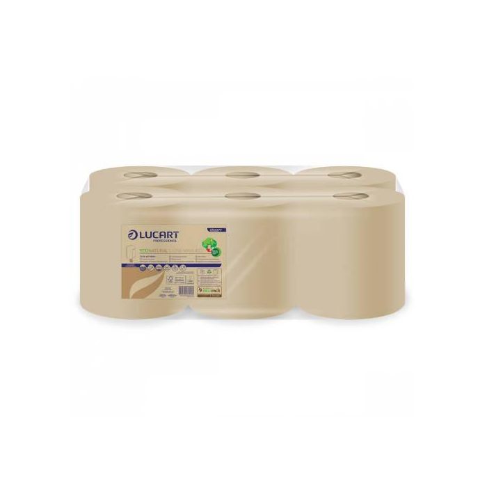 Lucart CE595 Bobinas Secamanos Econatural L-ONE Maxi, 6 unidades, Mandril 76mm, Color Blanco