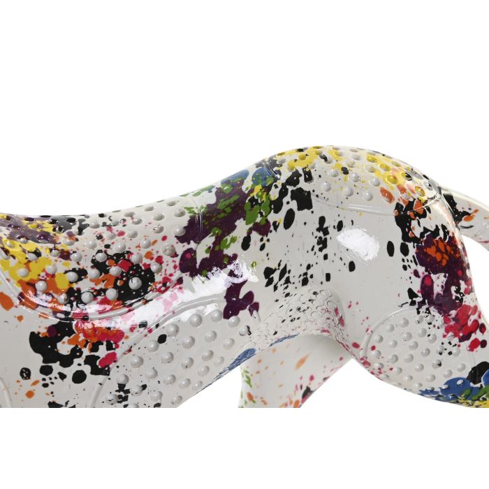 DKD Home Decor Figura Leopardo Resina Multicolor Blanco 7 x 16 x 32.5 cm (2 Unidades) 2