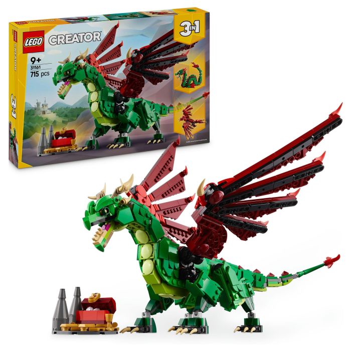 Lego Dragón Medieval 31161 Creator, Juego de Construcción, 3 Modelos en 1, Edad +9 Años
