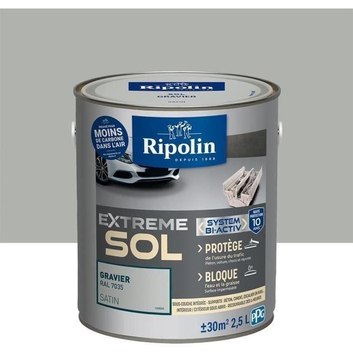 Pintura para pisos interiores y exteriores RIPOLIN - Gravel Ral 7035 Satin, 2,5L 1