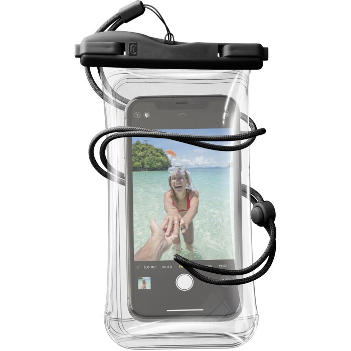 Cellularline Funda Impermeable Voyager Universal para Smartphone 80x165 mm, IPX8 Sumergible 20m, Color Negro