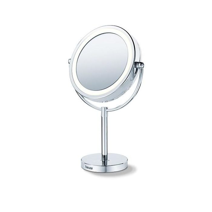 Beurer BS-69 Espejo Cosmético de Sobremesa con Luz LED y 5 Aumentos, Cromado