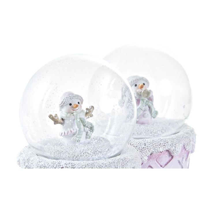 Figura Navidad Fantasia DKD Home Decor Rosa Blanco 7 x 9 x 7 cm (2 Unidades) 1