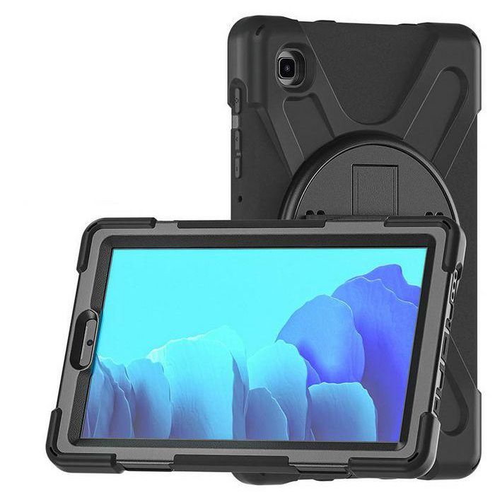 eSTUFF Funda Defender AUSTIN para Samsung Galaxy Tab A7 Lite, antigolpes, con correa de mano y hombro, soporte 360°, negra