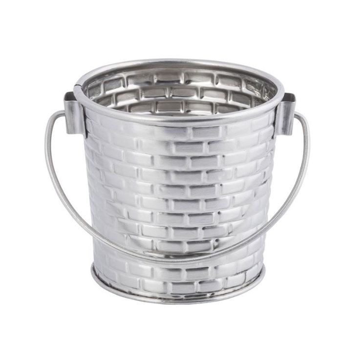 TABLECRAFT - GTSS33/6 - Pack de 6 unidades - Cubo con textura de ladrillos 265 ml - 9,5 x 8 x 8 cm - Acero inoxidable