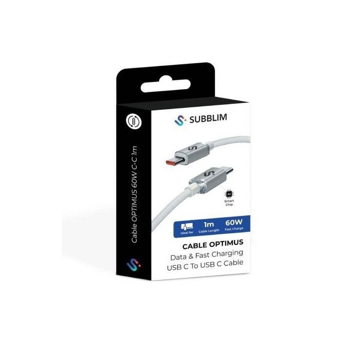 Cable USB-C a USB-C Subblim OPTIMUS Blanco 1 m 4 Cable USB-C a USB-C Subblim OPTIMUS Blanco 1 m 4