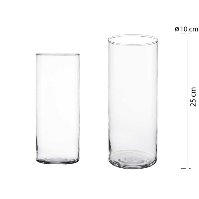 Jarrón de Cristal Cilíndrico Giftdecor - 10 cm diámetro x 25 cm alto, transparente (6 Unidades) Jarrón de Cristal Cilíndrico Giftdecor - 10 cm diámetro x 25 cm alto, transparente (6 Unidades)
