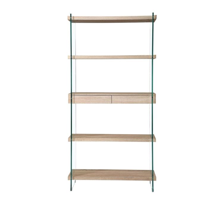 DKD Home Decor Green house 21 Estanteria Moderno Natural Transparente Cristal y MDF 90 x 35 x 180 cm 1