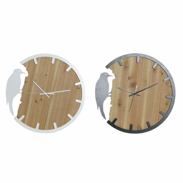 Reloj Pared Scandi DKD Home Decor Negro Blanco 4 x 50 x 50 cm (2 Unidades)