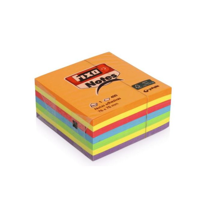 Fixo Cubo 400 Notas Adhesivas 76x76mm Neon - 65005483