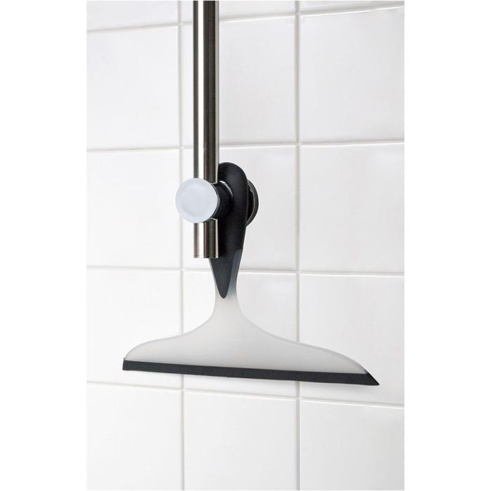 Wenko Limpiacristales loano 23 cm Negro/Blanco para Baño y Ducha, con Gancho, Limpieza sin Reflejos en Espejos, Mamparas, Azulejos 1