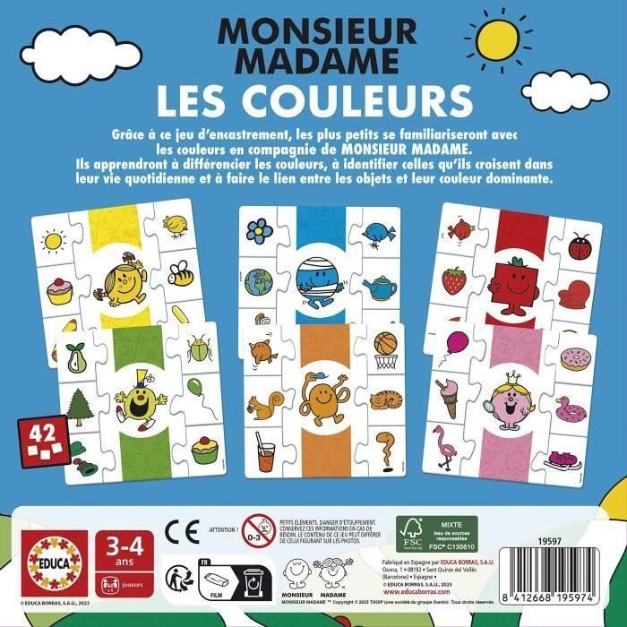 Juego de aprendizaje - EDUCA - Monsieur Madame - Colores 2 Juego de aprendizaje - EDUCA - Monsieur Madame - Colores 2