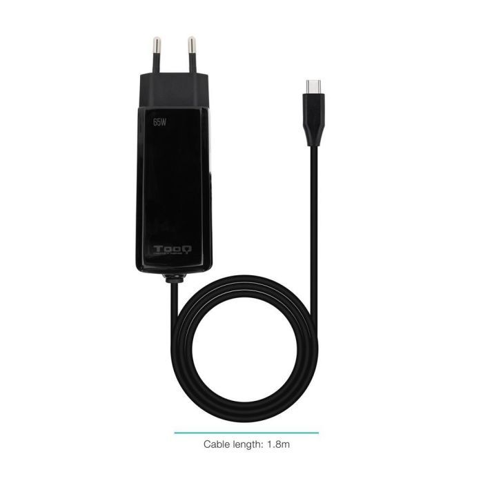 TOOQ Cargador portatil gan USB-C pd 65W, cubico negro 1 TOOQ Cargador portatil gan USB-C pd 65W, cubico negro 1