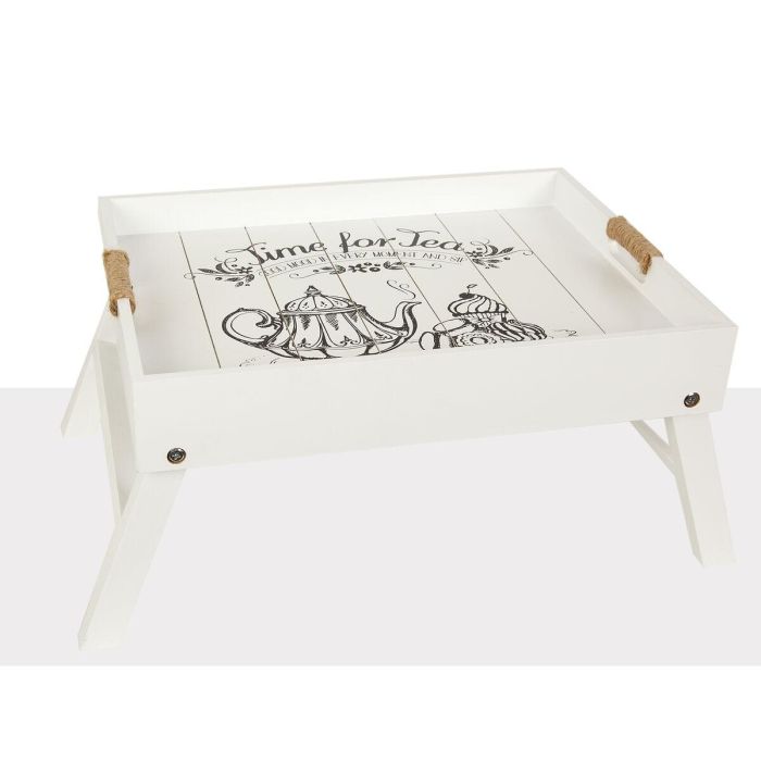 Bandeja de Cama Plegable Romimex Blanco Madera 56 x 36 x 24 cm 1 Bandeja de Cama Plegable Romimex Blanco Madera 56 x 36 x 24 cm 1