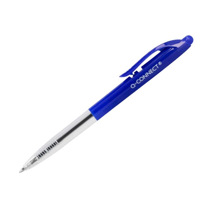 Boligrafo Q-Connect Retractil Con Clip Diseño Fino Tinta Aceite 0,7 mm Color Azul 20 unidades 1