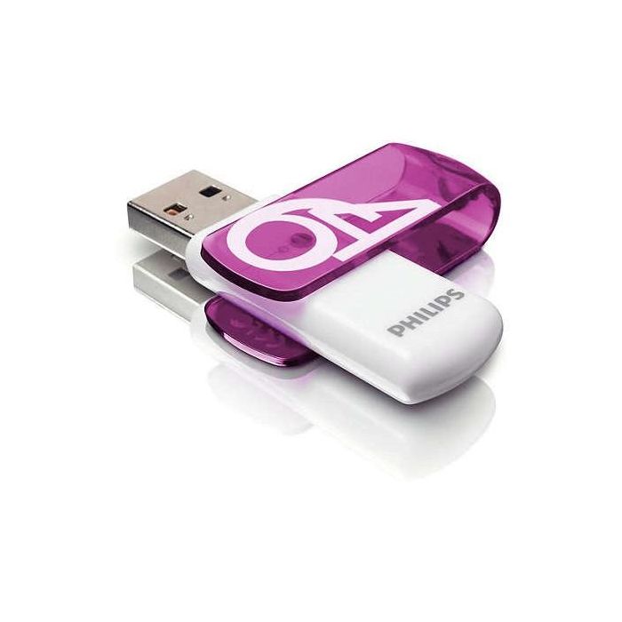 Philips FM64FD05B USB 2.0 64GB Vivid Edition Magic Purple Giratorio 1