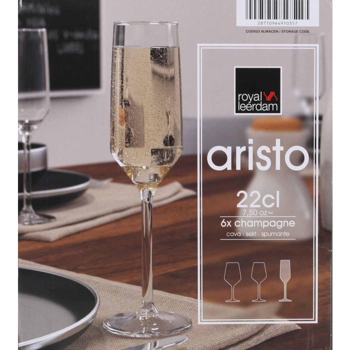 Royal Leerdam Set 6 Copas Champagne Aristo 22 cl
