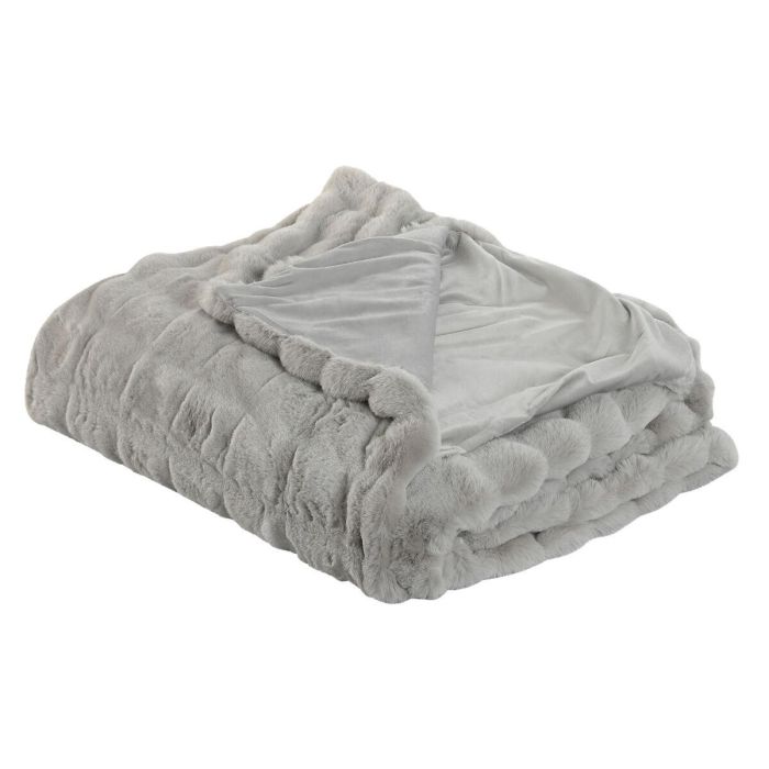 Manta Urban DKD Home Decor Gris Claro 240 x 1 x 220 cm