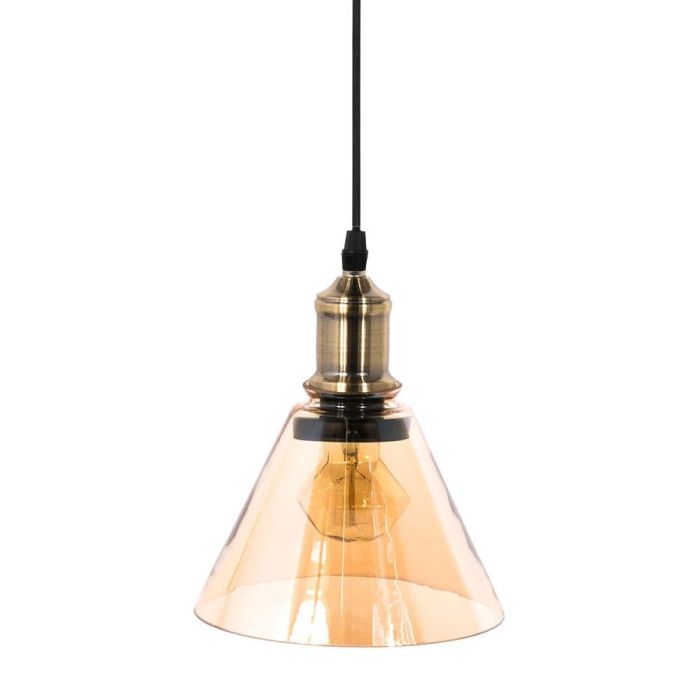 Home Deco Light Lámpara Colgante Cristal Ahumado Ámbar Luminaire Cónica Retro Contemporáneo Pantalla 18x13,5 cm Cable Negro 80 cm. 3 Home Deco Light Lámpara Colgante Cristal Ahumado Ámbar Luminaire Cónica Retro Contemporáneo Pantalla 18x13,5 cm Cable Negro 80 cm. 3
