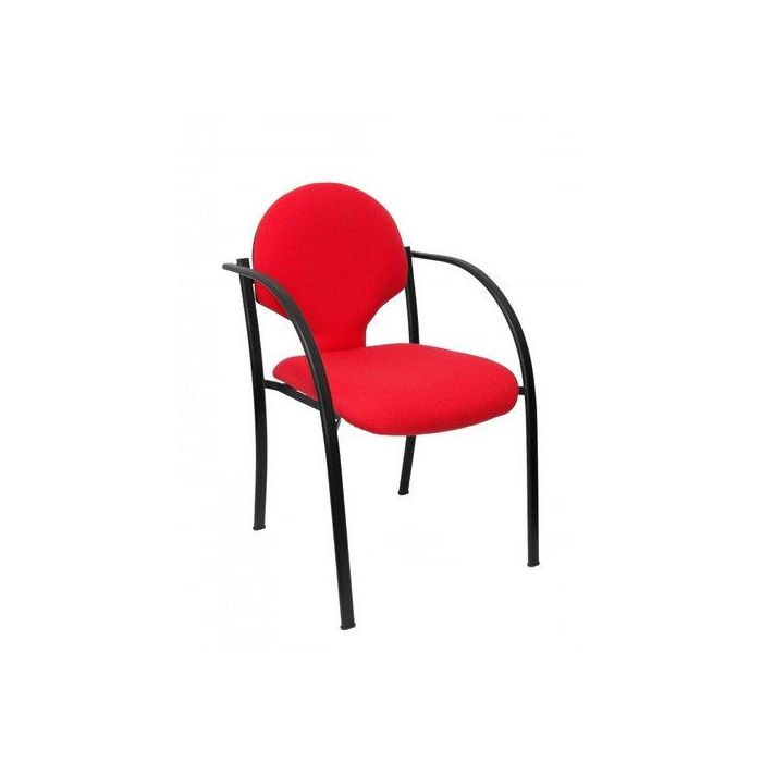 Silla Piqueras Y Crespo Hellin Confidente Ergonomica Con Brazos Fijos Apilable Estructura Negra Asiento Y Respaldo Tapizados Bali Rojo Pack De 2
