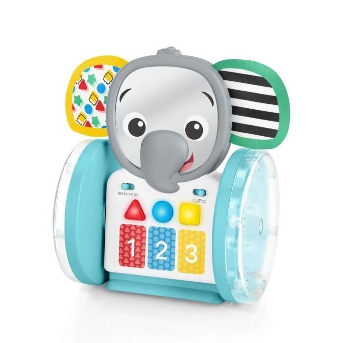 BABY EINSTEIN Juguete sobre ruedas Elefantito, Música y Luces, Interactivo y Multilingüe, Desarrollo de la motricidad