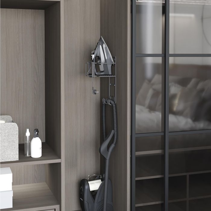 Emuca Soporte para tabla de planchar, accesorios de planchado y plancha, Acero, Gris antracita 2 Emuca Soporte para tabla de planchar, accesorios de planchado y plancha, Acero, Gris antracita 2