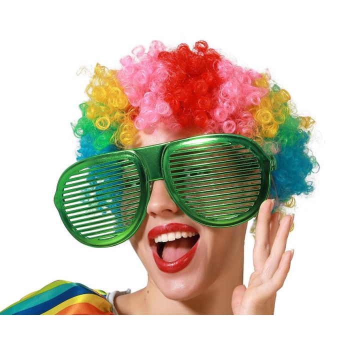 Gafas Verde Metalizado Carnaval Con Rejilla Mujer Adulto